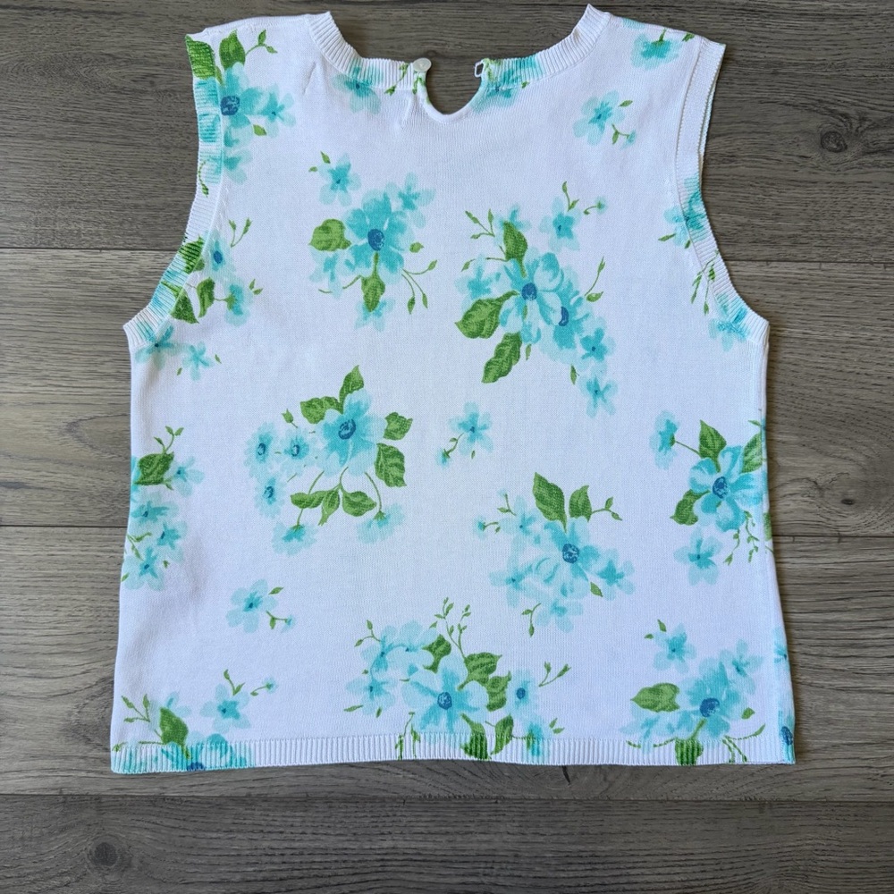 Vintage Options by Adrienne Vittadini Floral Sleeveless Knit Top - Size Medium - Picture 5 of 5
